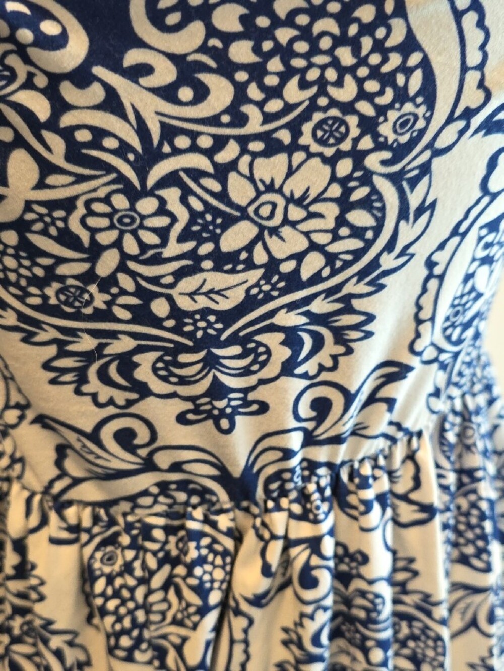 Strapless Blue and White Printed Maxi Dress - Picture 3 of 4